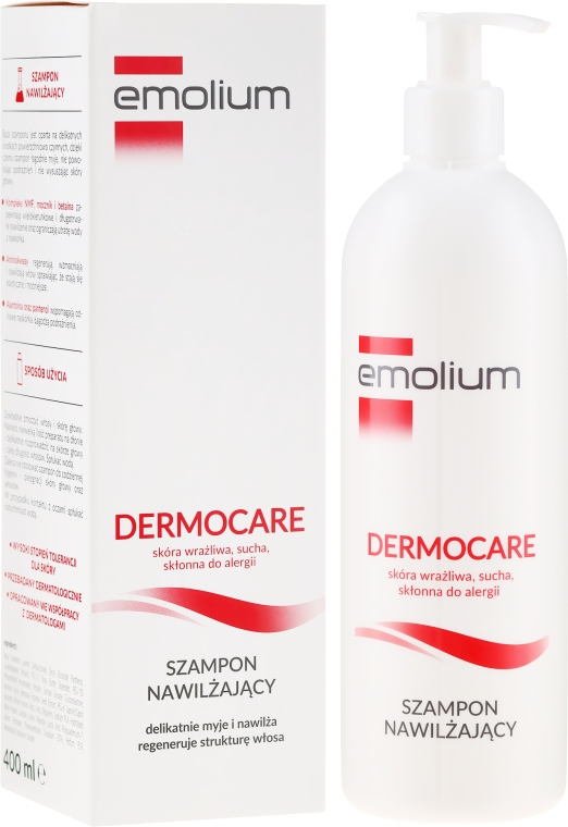Nawilżający szampon do włosów do skóry wrażliwej, suchej i skłonnej do alergii - Emolium Dermocare — Zdjęcie N1