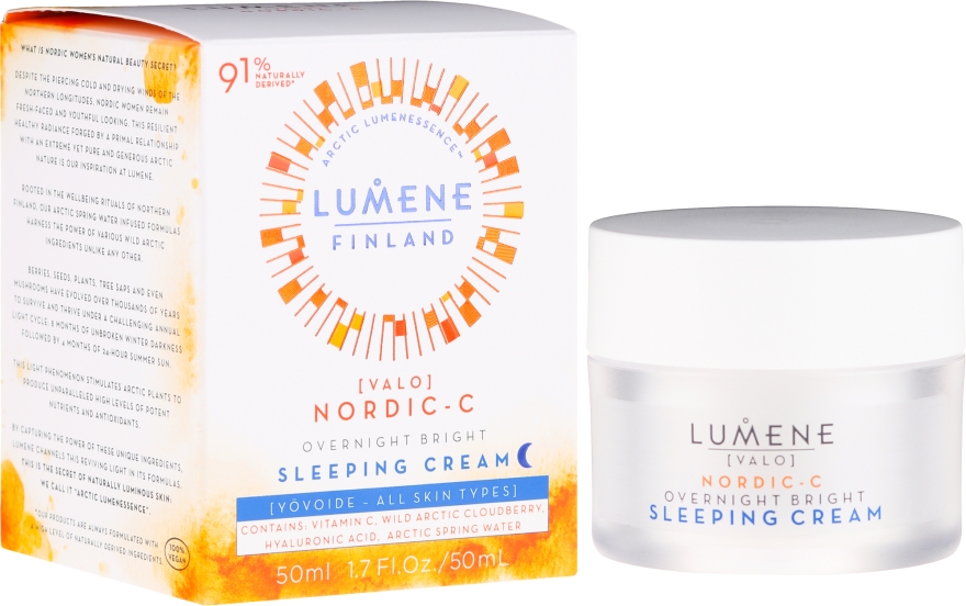 Krem na noc z witaminą C - Lumene Valo [Light] Overnight Bright Vitamin C Sleeping Cream