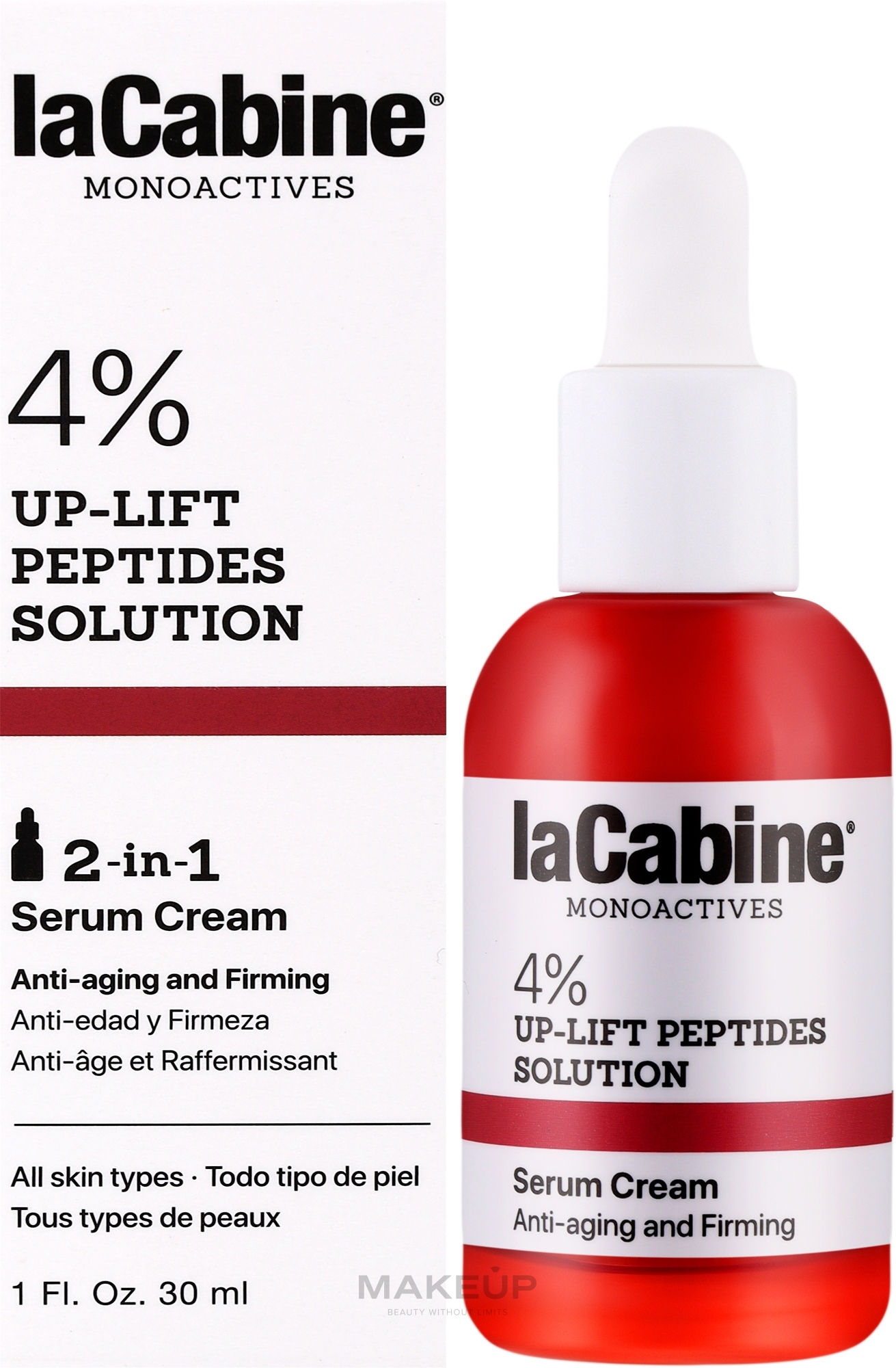 Krem-serum do twarzy - La Cabine Monoactives 4% Peptides Serum Cream — Zdjęcie 30 ml