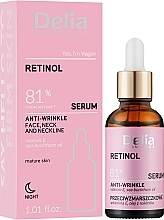 PRZECENA! Przeciwzmarszczkowe serum do twarzy, szyi i dekoltu z retinolem - Delia Retinol Serum * — Zdjęcie N2