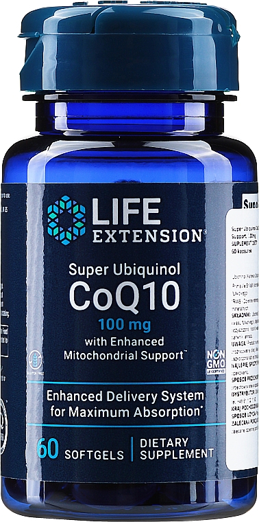 Koenzym Q10 w żelowych kapsułkach - Life Extension Super Ubiquinol CoQ10 with Enhanced Mitochondrial Support — Zdjęcie N1