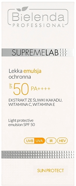 Lekka emulsja przeciwsłoneczna do twarzy - Bielenda Professional Supremelab Light Protective Emulsion SPF 50 — Zdjęcie N1