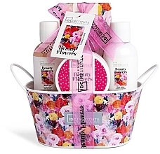 Zestaw, 5 produktów - IDC Institute Beauty Flowers Tin Basket Set  — Zdjęcie N1