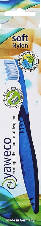 Szczoteczka do zębów z wymiennym włosiem, niebieska - Yaweco Replaceable Head Toothbrush Soft Nylon — Zdjęcie N1
