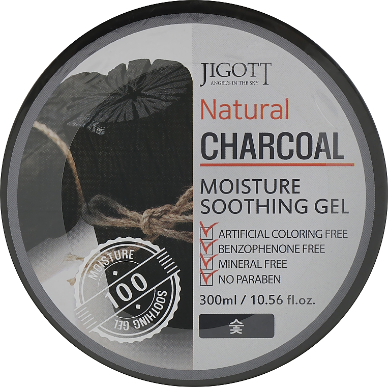 Nawilżająco-kojący żel do twarzy i ciała z węglem drzewnym - Jigott Natural Charcoal Moisture Soothing Gel — Zdjęcie N1