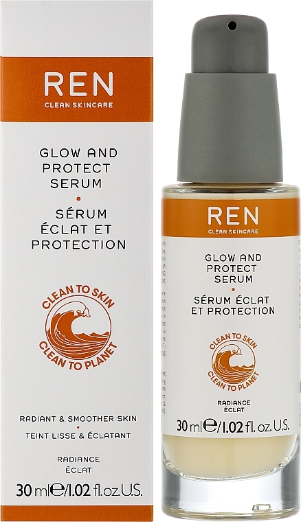 Rozświetlające serum do twarzy - Ren Clean Skincare Radiance Glow And Protect Serum — Zdjęcie N2