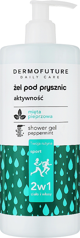 Żel pod prysznic dla aktywnych 2 w 1 - Dermofuture Daily Care Activity Peppermint Shower Gel — Zdjęcie N1