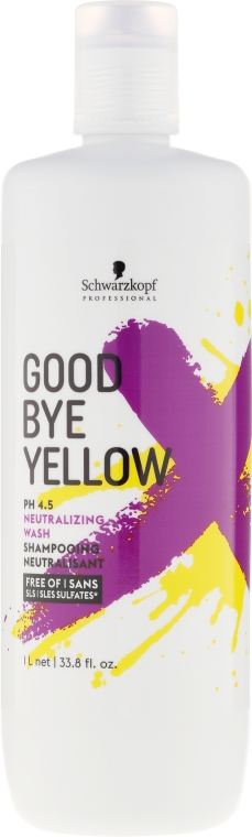 Szampon neutralizujący żółty kolor włosów bez SLS i SLES - Schwarzkopf Professional Goodbye Yellow Neutralizing Shampoo — Zdjęcie N3