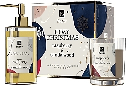 Zestaw - HiSkin Home Cozy Christmas Raspberry & Sandalwood (h/soap/250ml + candle/150g) — Zdjęcie N1