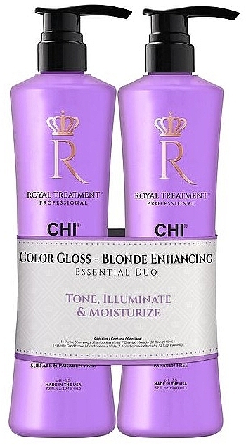 Zestaw - CHI Royal Treatment Color Gloss Blonde Enhancing Essentials Duo (shm/946ml + cond/946ml) — Zdjęcie N1