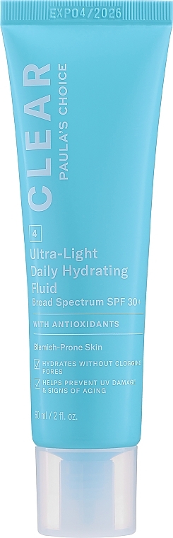 Lekki nawilżający płyn do twarzy - Paula's Choice Clear Ultra-Light Daily Hydrating Fluid SPF 30+ — Zdjęcie N1