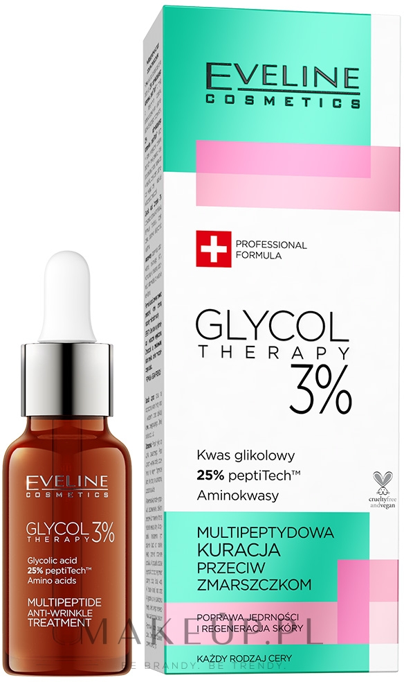 Multipeptydowa kuracja przeciw zmarszczkom - Eveline Cosmetics Glycol Therapy 3% — Zdjęcie 18 ml