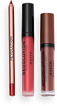 Zestaw do makijażu - Makeup Revolution Fire Lip Set (l/gloss/3.5ml + lipstick/3ml + l/liner/1g) — Zdjęcie N3