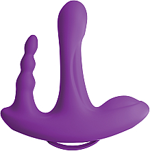 Wibrator o podwójnym działaniu i zdalnym sterowaniu, fioletowy - PipeDream Threesome Rock N' Ride Purple — Zdjęcie N2