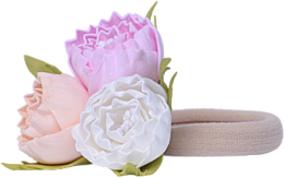 Gumka do włosów Brzoskwiniowo-różowo-białe kwiaty - Katya Snezhkova — Zdjęcie N2