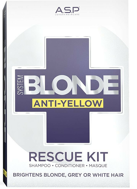 Zestaw - Affinage Salon Professional System Blonde Anti-Yellow Rescue Kit (sh/275ml + cond/275ml + mask/150ml) — Zdjęcie N1