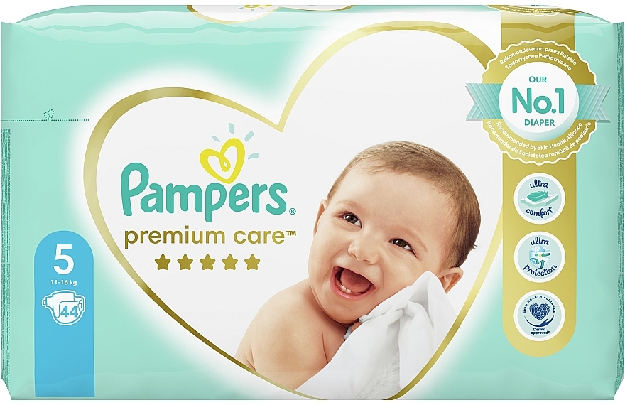 Pieluszki Pampers Premium Care, rozmiar 5 (junior) 11-16 kg, 44 szt. - Pampers  — Zdjęcie N2