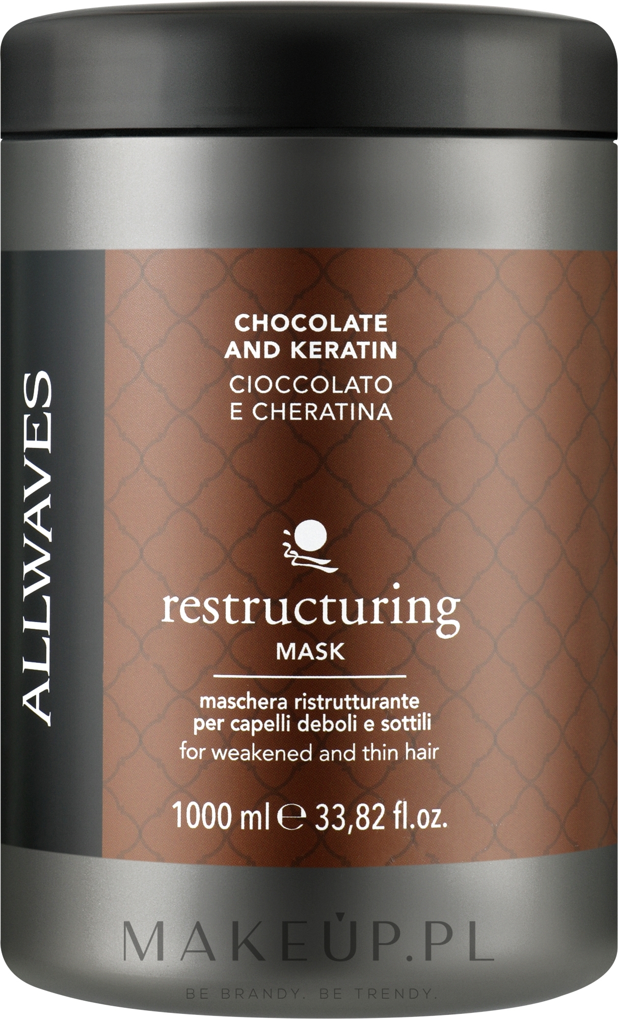 Maska odbudowująca do włosów Czekolada i keratyna - Allwaves Chocolate And Keratin Mask — Zdjęcie 1000 ml