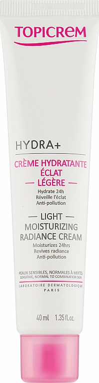 Lekki krem nawilżający dla promiennej skóry - Topicrem Hydra+ Light Moisturizing Radiance Cream