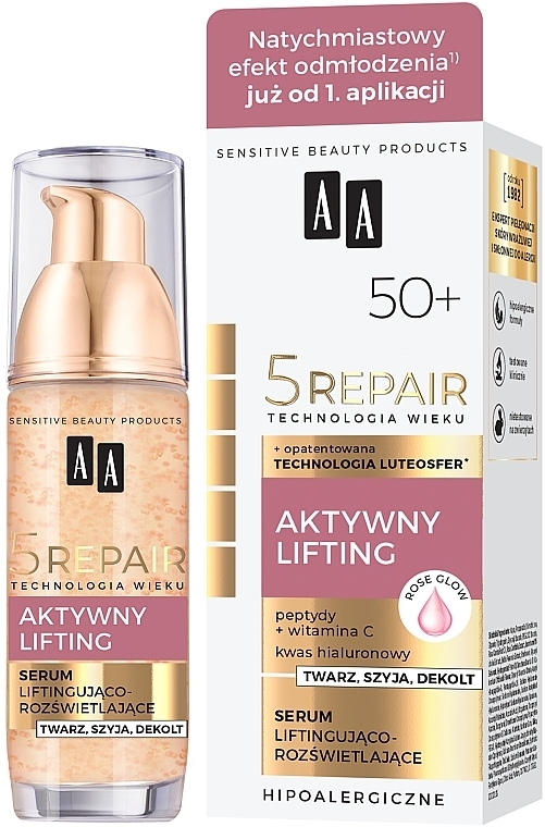 Liftingujące serum do twarzy - AA Cosmetics Technologia Wieku 5Repair 50+ Serum — Zdjęcie N1