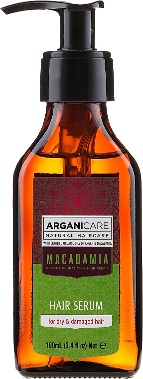 Serum do suchych i zniszczonych włosów z olejem makadamia - Arganicare Macadamia Hair Serum for Dry & Damaged Hair — Zdjęcie N2