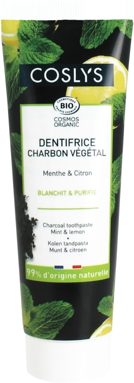 Węglowa pasta do zębów Mięta i cytron - Coslys Mint & Lemon Charcoal Toothpaste — Zdjęcie N1