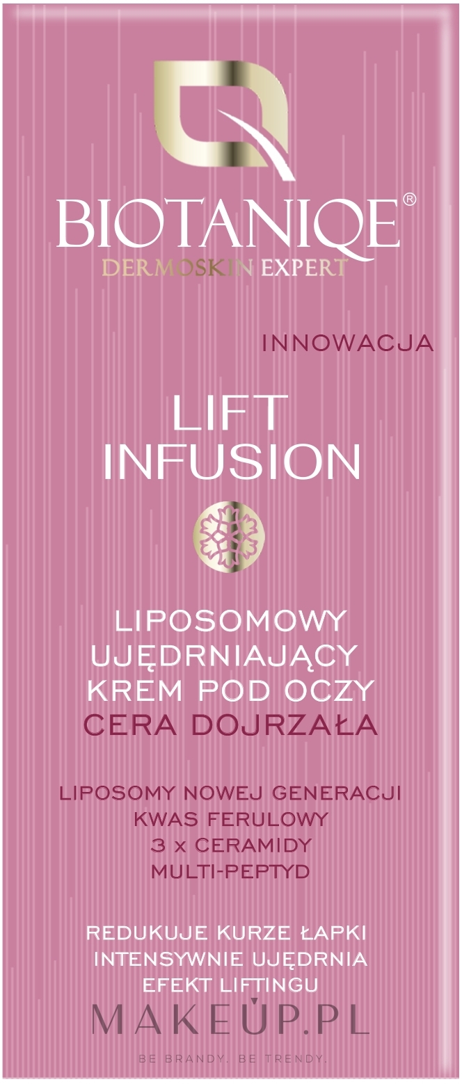 Liposomowy ujędrniający krem pod oczy do cery dojrzałej - Biotaniqe Lift Infusion — Zdjęcie 15 ml