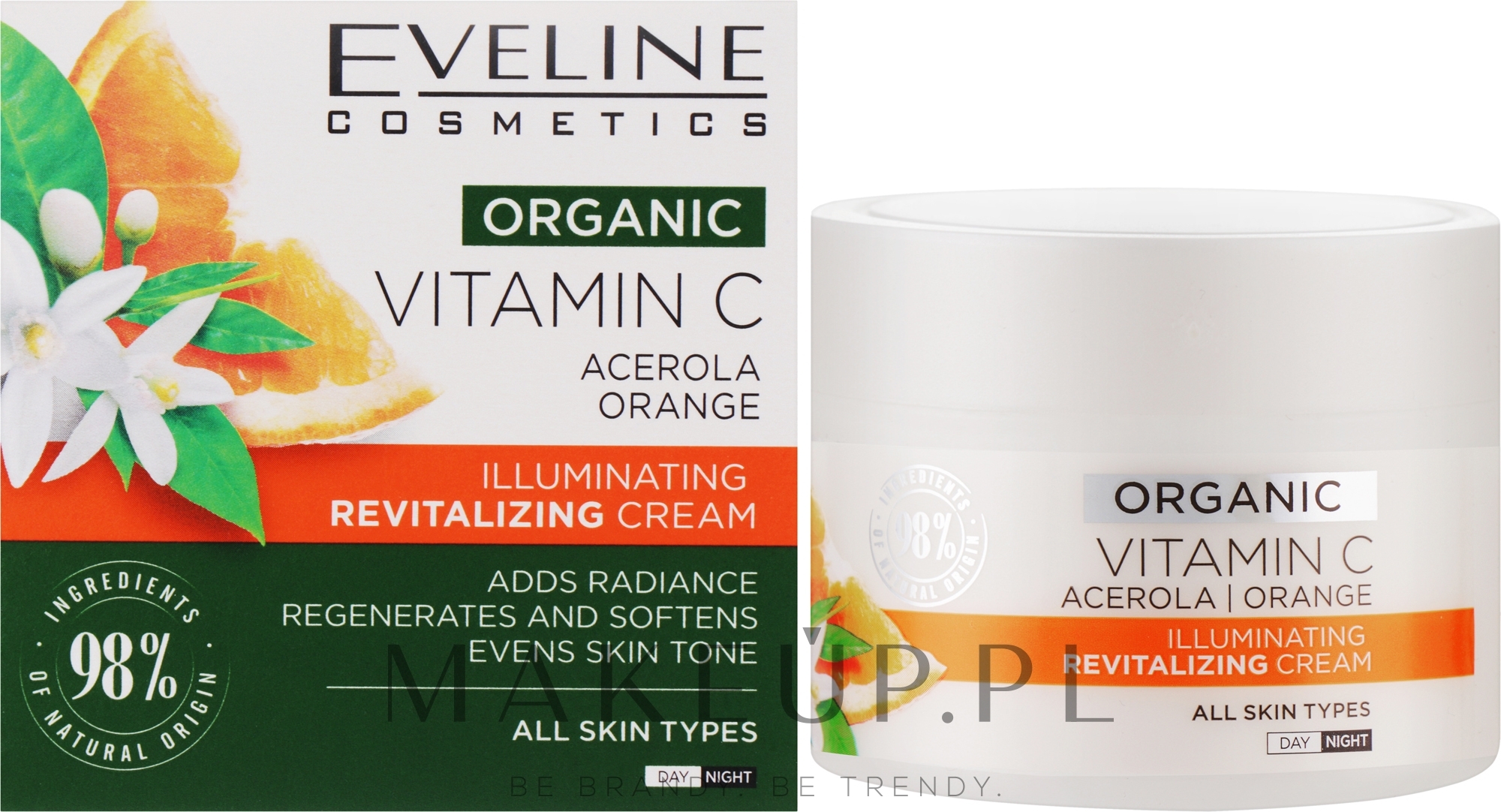 Rozświetlający krem rewitalizujący z witaminą C - Eveline Cosmetics Organic Vitamin C Cream — Zdjęcie 50 ml