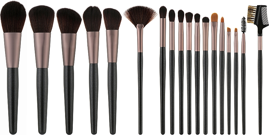 Zestaw pędzli do makijażu, 18 szt. - Tools For Beauty MiMo Makeup Brush Black Set
