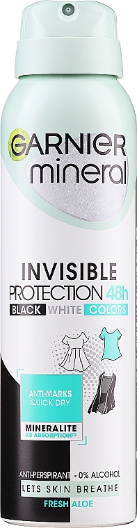 Dezodorant w sprayu - Garnier Mineral Invisible Protection 48H Fresh Aloe