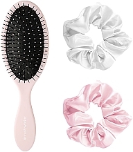 Zestaw do włosów - Brushworks Detangling Brush & Satin Scrunchies (hairbands/2pcs + h/brush) — Zdjęcie N2