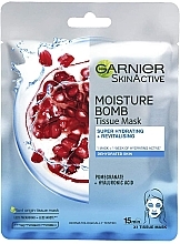 Nawilżająca maska w płachcie do twarzy z ekstraktem z granatu - Garnier Skin Active Pomegranate Moisture Bomb Eye Tissue Mask — Zdjęcie N2