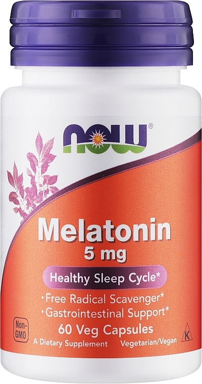 Melatonina na bezsenność, 5 mg - Now Foods Melatonin 5 mg — Zdjęcie N1