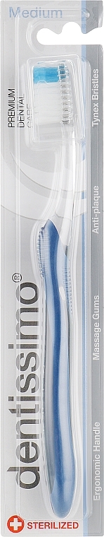 Szczoteczka do zębów ze średnio twardym włosiem, niebieska - Dentissimo Medium — Zdjęcie N1