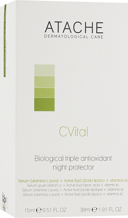 Kuracja antyoksydacyjna na noc - Atache C Vital Biological Triple-Antioxidant Night Protector (fluid 30 ml + ser 15 ml) — Zdjęcie N1