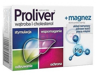 Suplement diety poprawiający pracę wątroby, tabletki - Aflofarm Proliver + Magnez  — Zdjęcie N1