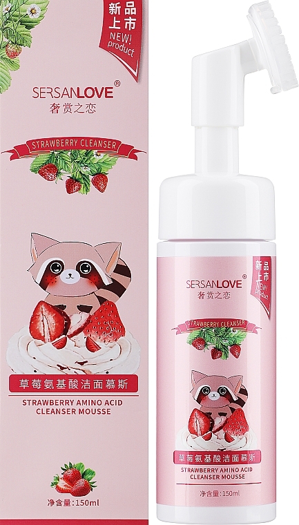 Pianka-mus do mycia twarzy z aminokwasami i truskawkami - Sersanlove Strawberry Amino Acid Cleansing Mousse — Zdjęcie N2