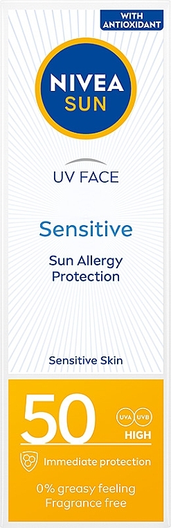 Krem do twarzy dla skóry wrażliwej z wysoką ochroną SPF 50 - Nivea Sun Sensitive Skin SPF50 High