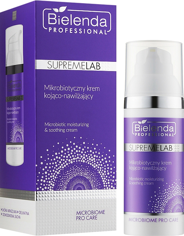 Mikrotyczny krem kojąco-nawilżający ​​do twarzy - Bielenda Professional SupremeLab Microbiotic Moisturizing & Soothing Cream — Zdjęcie N2