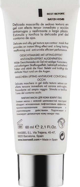 Maska liftingująca do skóry wokół oczu - Keenwell Progresif Eye Contour Anti-Wrinkle Lifting Mask — Zdjęcie N2