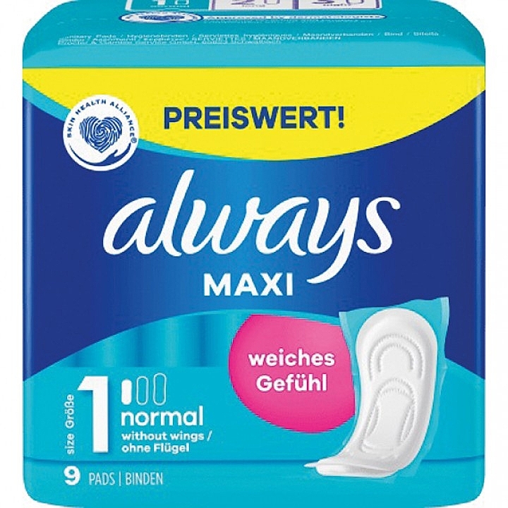 Podpaski higieniczne bez skrzydełek, 9 sztuk - Always Maxi Normal — Zdjęcie N1
