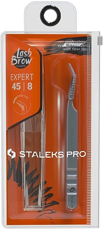 Profesjonalna pęseta do przedłużania rzęs, TE-45/8 - Staleks Pro Expert 45 Type 8 — Zdjęcie N1