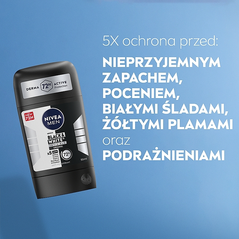 Antyperspirant w sztyfcie dla mężczyzn - NIVEA MEN Black & White Invisible Original — Zdjęcie N5