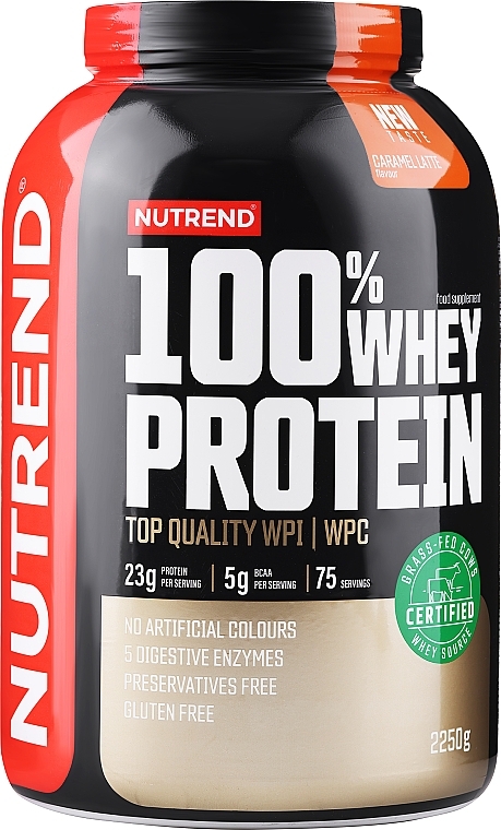 Odżywka białkowa Karmelowe latte - Nutrend 100% Whey Protein Caramel Latte — Zdjęcie N1