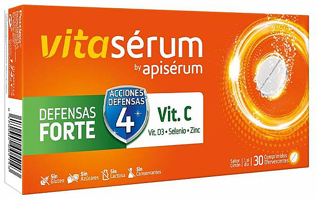 Musujące tabletki na odporność - Apiserum Vitaserum Defenses Forte — Zdjęcie N2