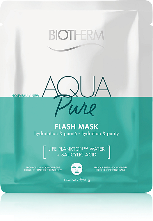 Oczyszczająca maska w płachcie - Biotherm Aqua Pure Flash Mask — Zdjęcie N1