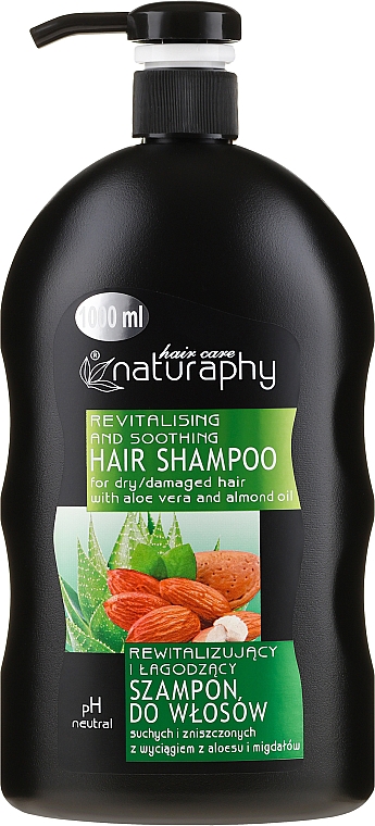 Rewitalizujący i łagodzący szampon do włosów suchych i zniszczonych z wyciągiem z aloesu i migdałów - Naturaphy — Zdjęcie N2