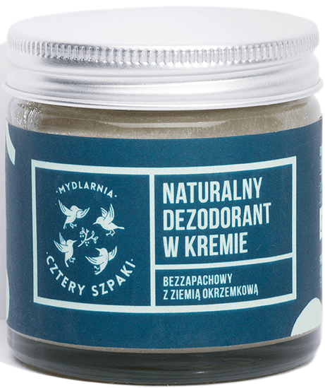 Naturalny dezodorant bezzapachowy w kremie z ziemią okrzemkową - Cztery Szpaki — Zdjęcie N1