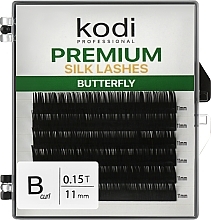 Sztuczne rzęsy Butterfly Green B 0.15 (6 rzędów: 11 mm) - Kodi Professional — Zdjęcie N1