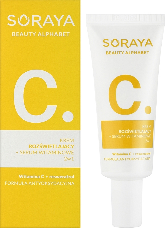 Krem Rozświetlający + Serum Witaminowe 2 w 1 - Soraya Beauty Alphabet Vitamin C + Resveratrol — Zdjęcie N2